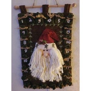 Vintage Advent Calendar Santa Claus 25"x15" Dan Dee Collectors Choice Felt Knit